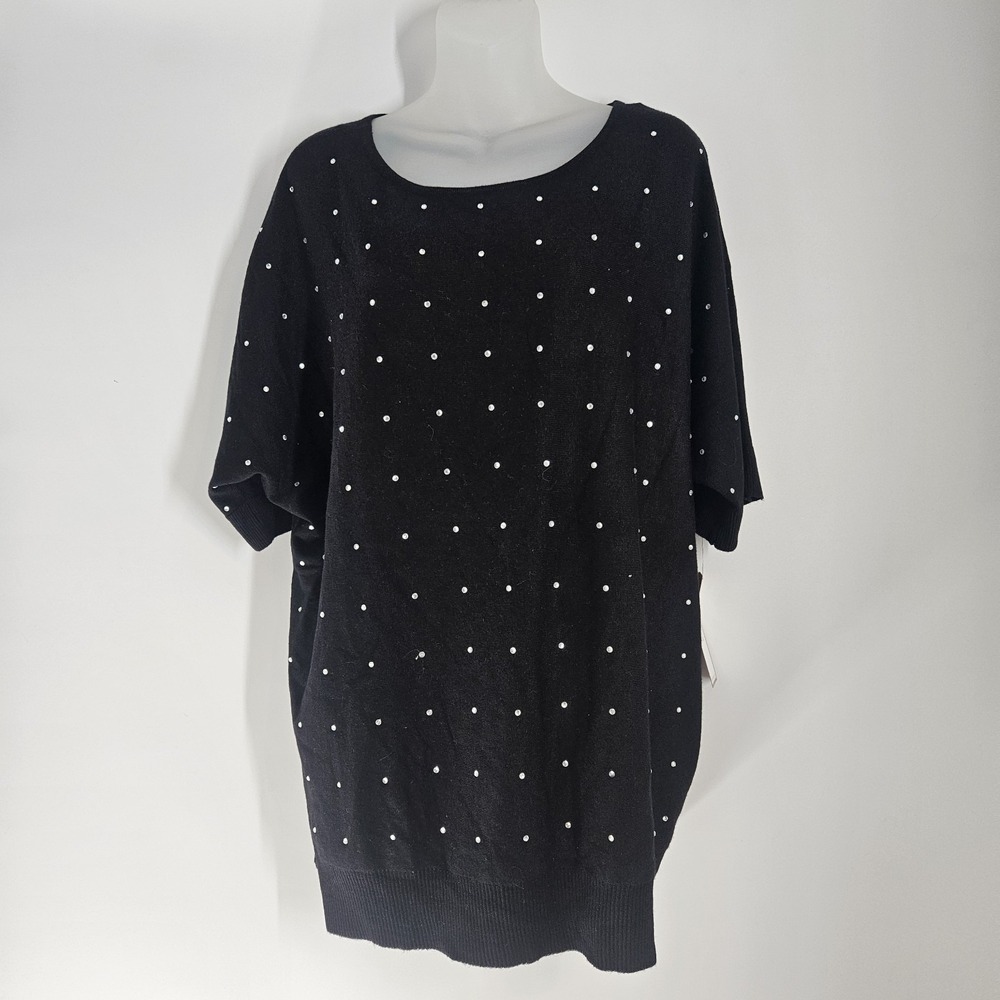 Love‎ Scarlett Women's Size 1x Rhinestone Top Short Sleeve. Black NWT